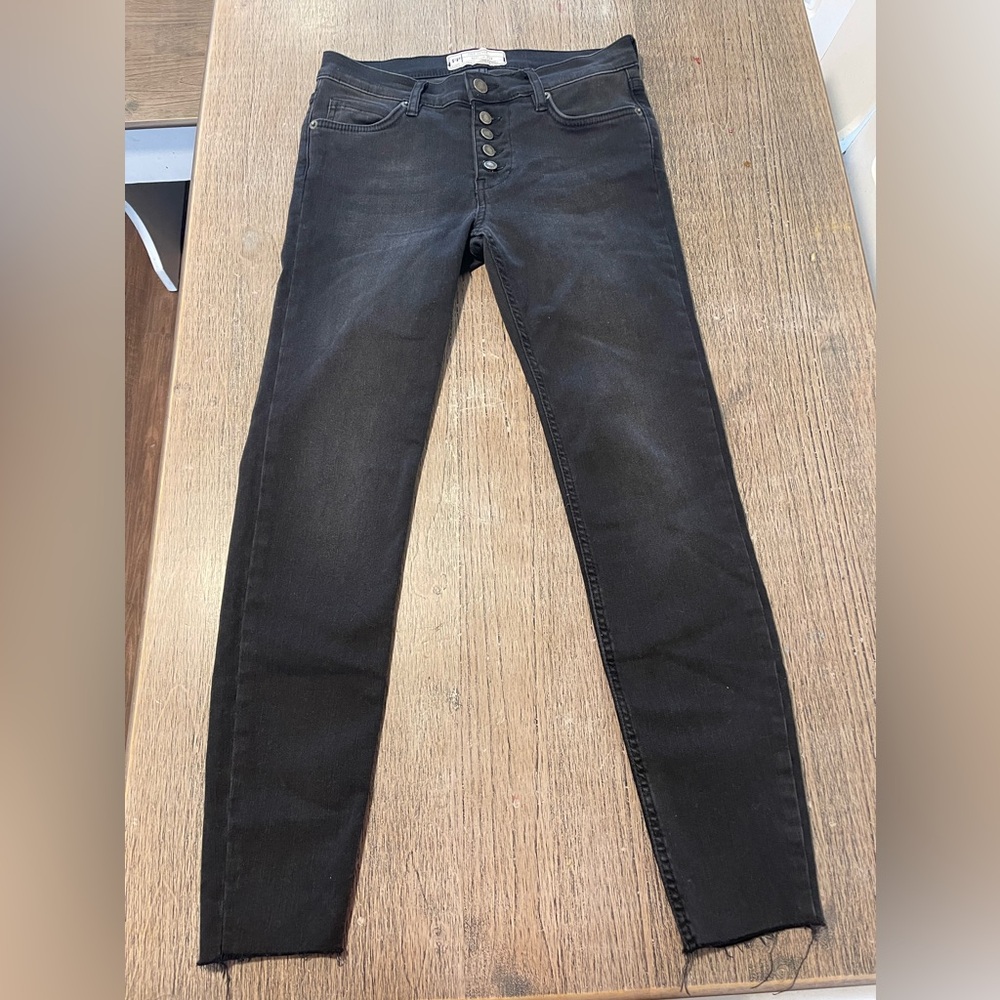 Free People‎ Womens Jeans Black Size W 25 Skinny High Rise Dark Wash 5-Button